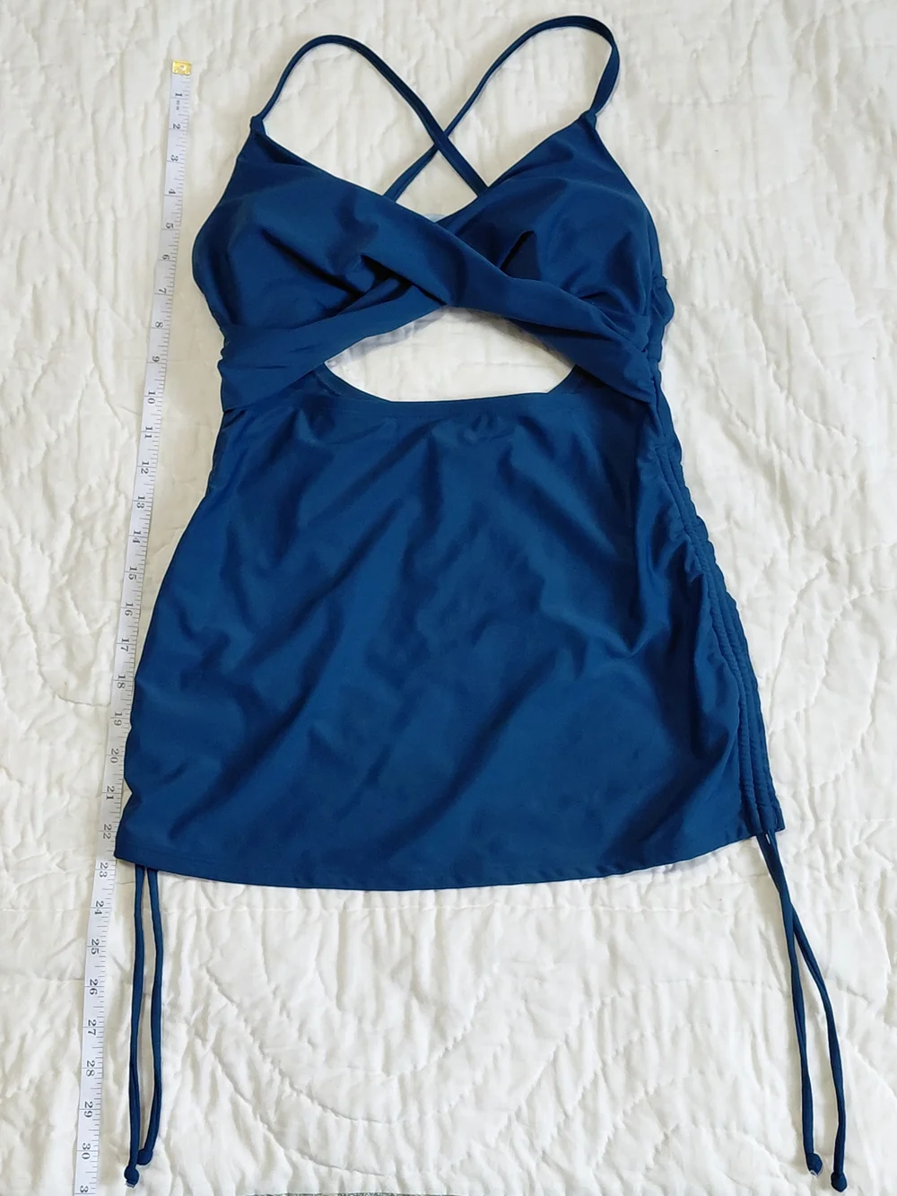 Cupshe Maternity Swim Tankini Top Only Dark Teal Blue NWT